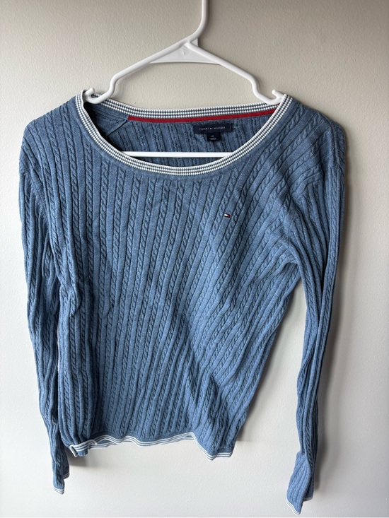 Tommy Hilfiger Tops - Tommy Hilfiger Light Blue Cable-Knit Scoop Neck Sweater